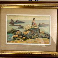 Quadro Otto Valori - Scogliera e sp. con bagnante