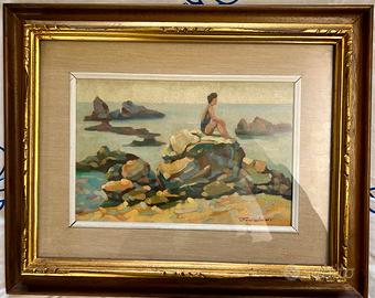 Quadro Otto Valori - Scogliera e sp. con bagnante