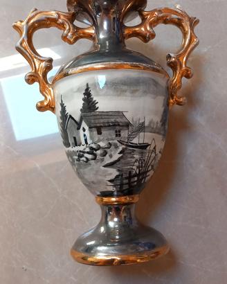 Vaso Anfora Vintage Ceramica Oro Zecchino Italia