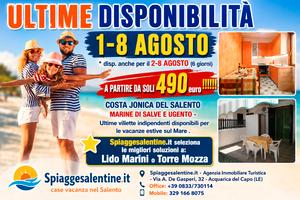LAST MINUTE 1-8 AGOSTO Ultime Villette sul MARE