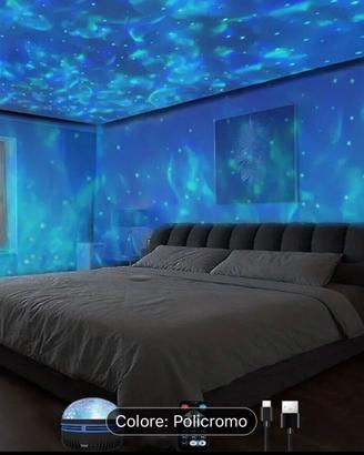 LUCE NOTTE SFERICA ROTANTE LED RGB CON CIELO STELL