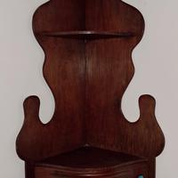 Mobiletto angolare pensile in noce con cassetto