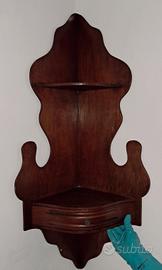 Mobiletto angolare pensile in noce con cassetto