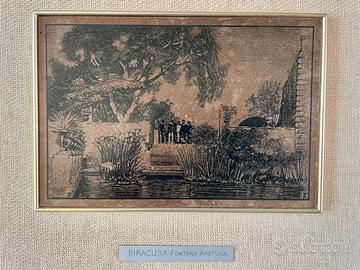 LitografiaARGENTO, SIRACUSA,15x11,DueTorri,cornice