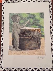 Quadri africani tecnica puntinismo