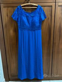 Abito lungo Romeo Gigli Plus blu in pizzo 52