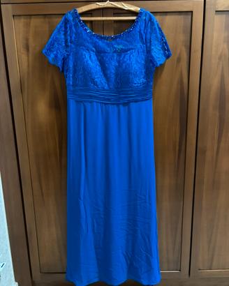 Abito lungo Romeo Gigli Plus blu in pizzo 52