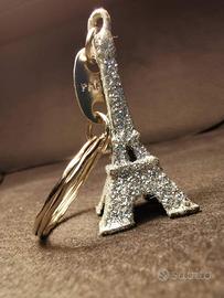 PORTACHIAVI con glitter argento - TORRE EIFFEL