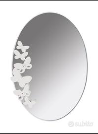 Specchio design da parete farfalle bianche