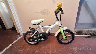 Bici bambino Chicane 12", bianca e verde e rotelle