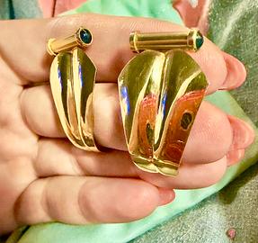 Le-Gi Orecchini Vintage Oro 18K 750 Cabochon 7.07g