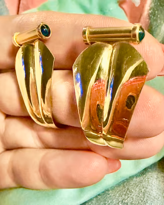 Le-Gi Orecchini Vintage Oro 18K 750 Cabochon 7.07g