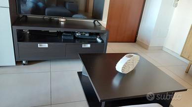 set mobile tv + tavolino basso marrone wengue