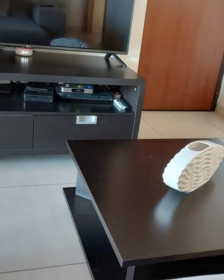 set mobile tv + tavolino basso marrone wengue