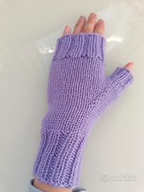 Guanti lilla senza dita  in misto lana