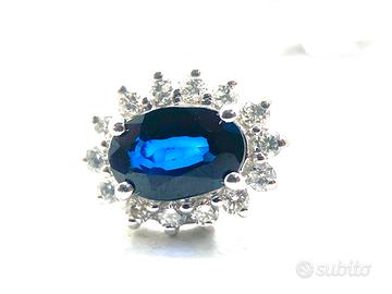 Collana Margherita Zaffiro Oro Bianco 18k Diamanti