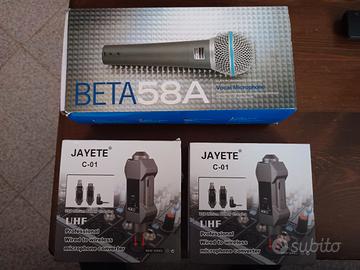 Microfono + 2 convertitori UHF Wireless 
