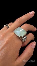 Vintage anello modernista giada argento massiccio