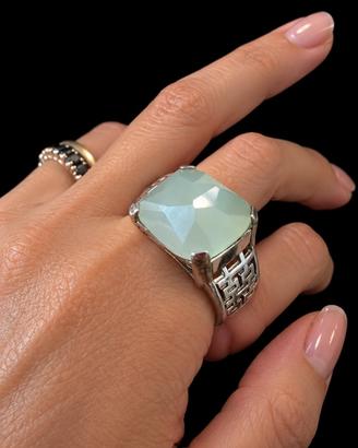 Vintage anello modernista giada argento massiccio