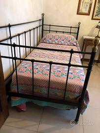 Letto in ferro e ottone 3 sponde doghe incluse
