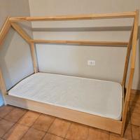Letto casetta in legno masello 80×160 per bambini