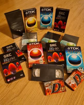 cassette nuove,vhs, super vhs,audio,vergini 