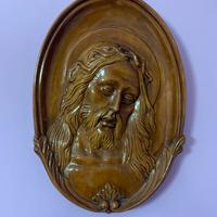 Scultura in legno volto di Gesù