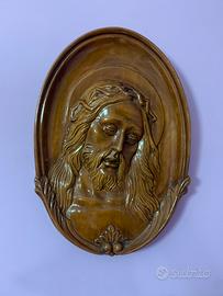 Scultura in legno volto di Gesù