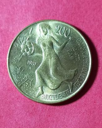 Rara moneta 200 lire 1981 - fao
