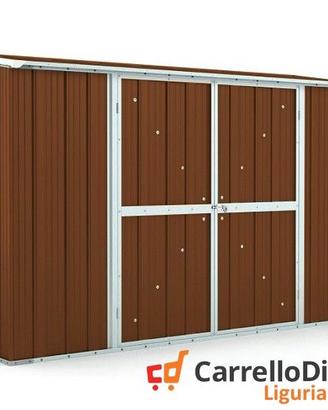 Casetta in lamiera esterno 307x100cm legno scuro
