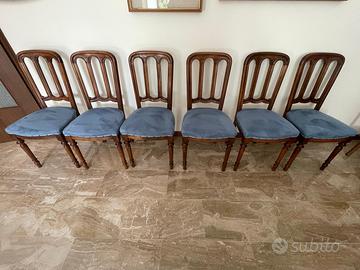 6 Sedie in noce con seduta imbottita nuova