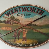 quadro ovale vintage gioco golf in legno 80x110