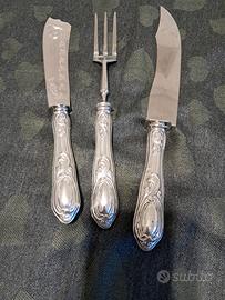 Set 3 Posate d'Epoca ARGENTO 800 - Manici Barocchi