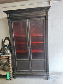 Credenza vetrina d'epoca in legno massello
