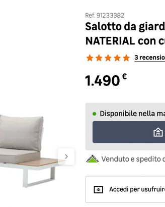 NUOVO – MAI APERTO – Salotto da giardino angolare