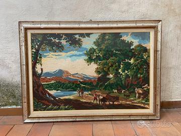 Quadro ricamato a mezzo punto - paesaggio