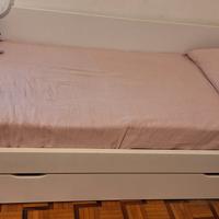 FLEXA Letto singolo  bianco con  letto estraibile