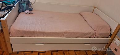 FLEXA Letto singolo  bianco con  letto estraibile