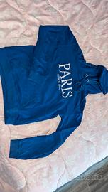 felpa blu con cappuccio 