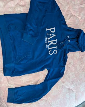 felpa blu con cappuccio 