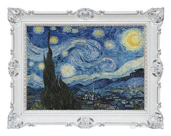 STAMPA NOTTE STELLATA DI VAN GOGH CORNICE CM 86X67