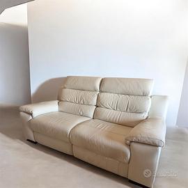 Divano pelle bianca relax 2 posti Altoni Leather