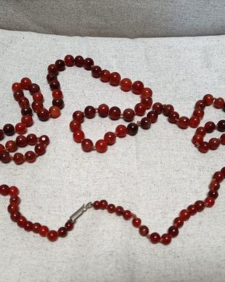 collana vintage Sautoir agata corniola naturale