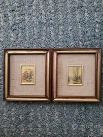 N. 2 cromolitografie su foglia d'oro 23 kt