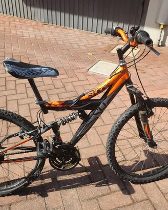 Mountain Bike MTB Biammortizzata Arancione e Nera