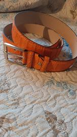 Cintura vera pelle di alligatore color arancio
