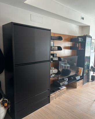 Parete attrezzata moderna in legno di ciliegio