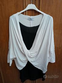 maglia particolare bianca con canotta nera