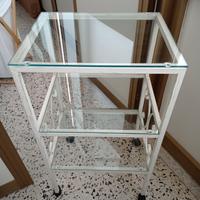 Tavolino ferro battuto e mensole vetro