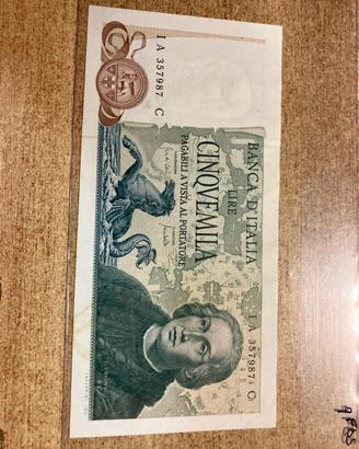 Banconota da lire 5000 Colombo tre caravelle